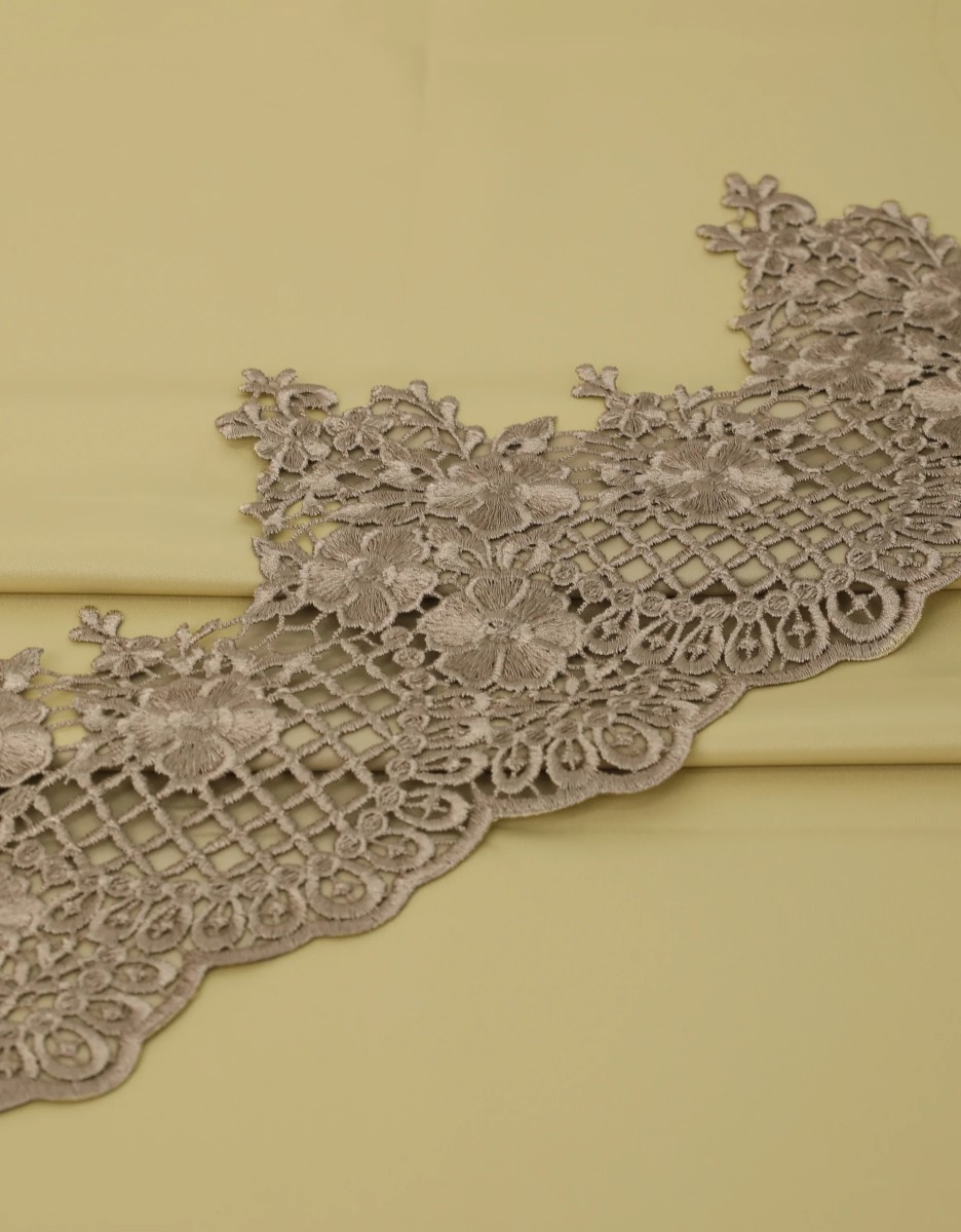 Border Lace Evelina Mix & Match - Sandy Brown + Satin Champagne Border Lace Evelina Mix & Match - Sandy Brown + Satin Champagne