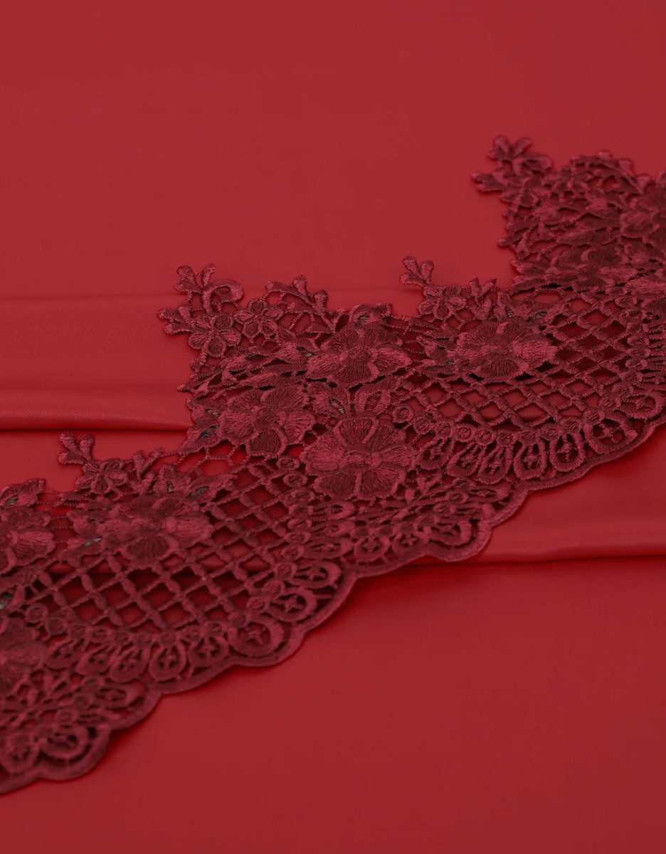 Border Lace Evelina Mix & Match - Maroon + Satin Red Border Lace Evelina Mix & Match - Maroon + Satin Red